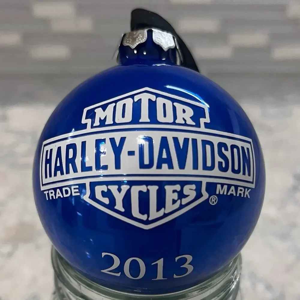 2013 Harley Davidson Santa On Motorcycle Glass Ball Christmas Ornament